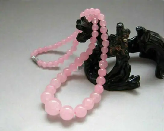 

Fashion 6-14mm Natural Pink Rose Tower Beads Necklace 18"