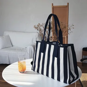 Простая многофункциональная холщовая дамская сумочка в Корейском стиле, вместительный саквояж для покупок и мам, сумка на одно плечо