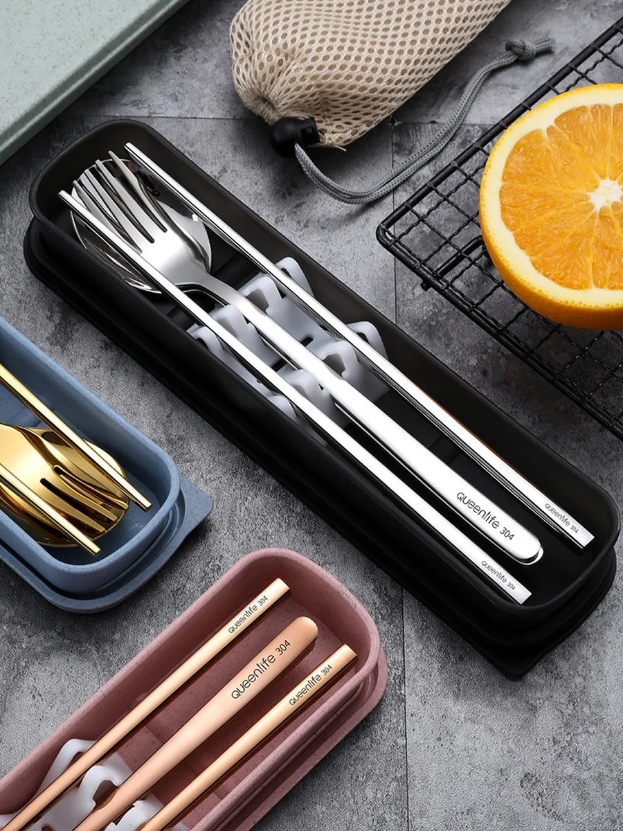 Портативный набор столовых приборов из нержавеющей стали 304 посуды для пикника