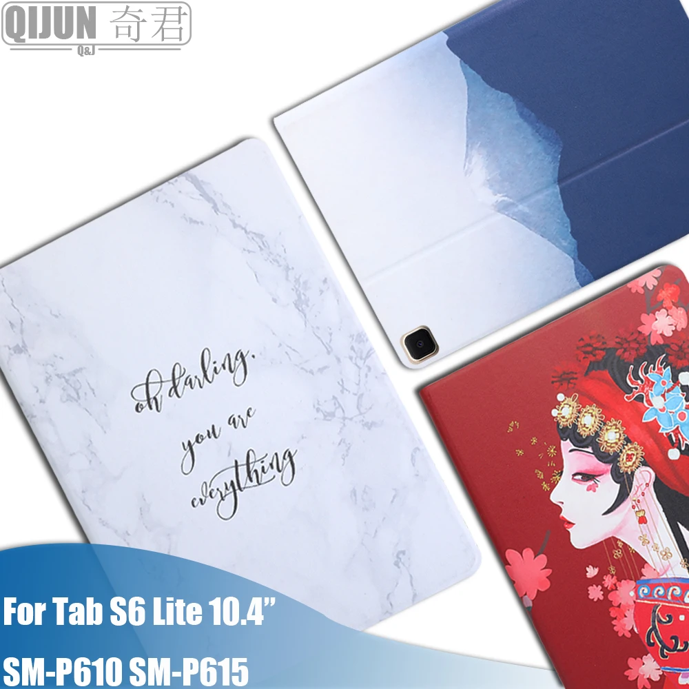 

tablet flip case for Samsung Galaxy Tab S6 Lite 10.4" protective Stand Cover Silicone soft shell painting for SM-P610 SM-P615