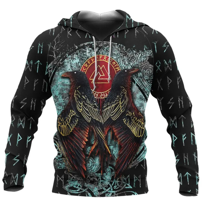 

Men's Top Sweatshirt Viking Crow Moon Tattoo 3D Printing Unisex Luxury Hoodie/Zipper Hoodie/Pullover Fashion casual streetwear
