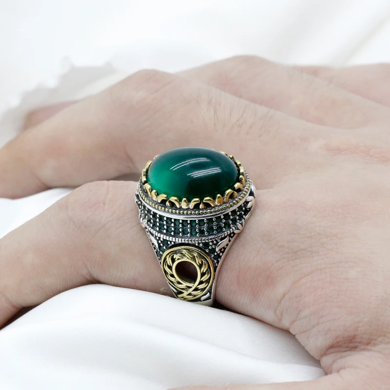 

Мужское кольцо из чистого серебра 925 пробы Серебряное кольцо для Для мужчин зелёный Циркон Клевер счастливый кольцо для Для мужчин вечерние...