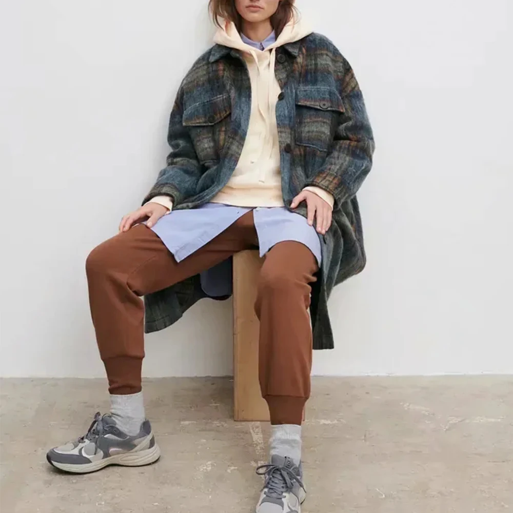 

Dropshipping Mid-length Plaid Shirt Jacket Casual Loose Thick Coat Long Sleeve Shirt Women Blusas Mujer De Moda 2020 Invierno