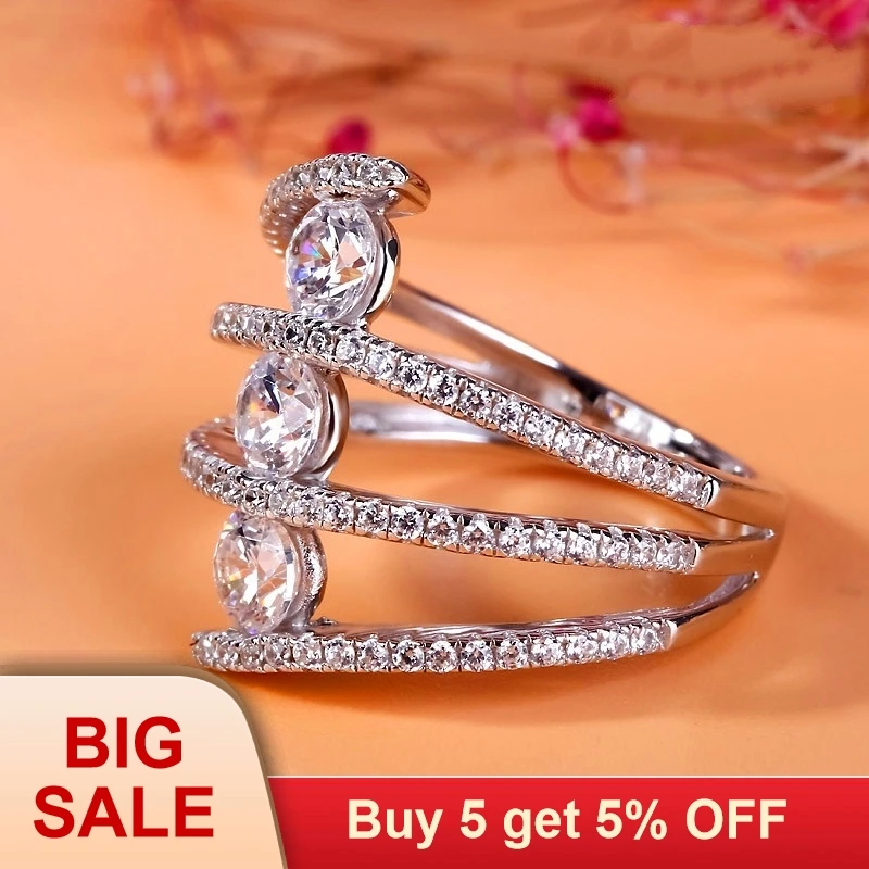 Женское кольцо с кристаллом из циркония серебряное свадебное ювелирное изделие