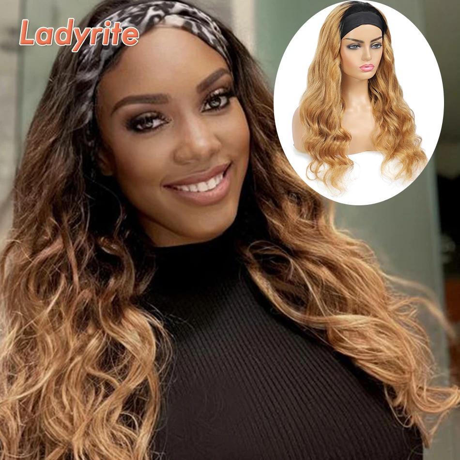 

Glueless Ladyrite Body Wave Headband Wig Ombre T1B/27 Remy Human Hair For Black Women Brazilian Full Machine Made Remy Scarf Wig