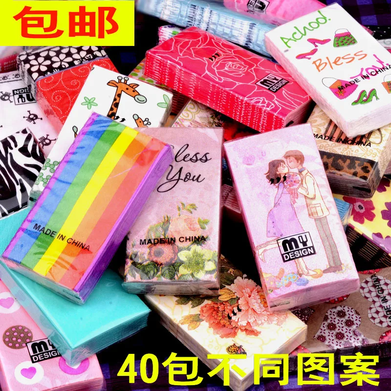 10 шт. Цветной носовой платок с принтом бумага для банкета свадьбы или