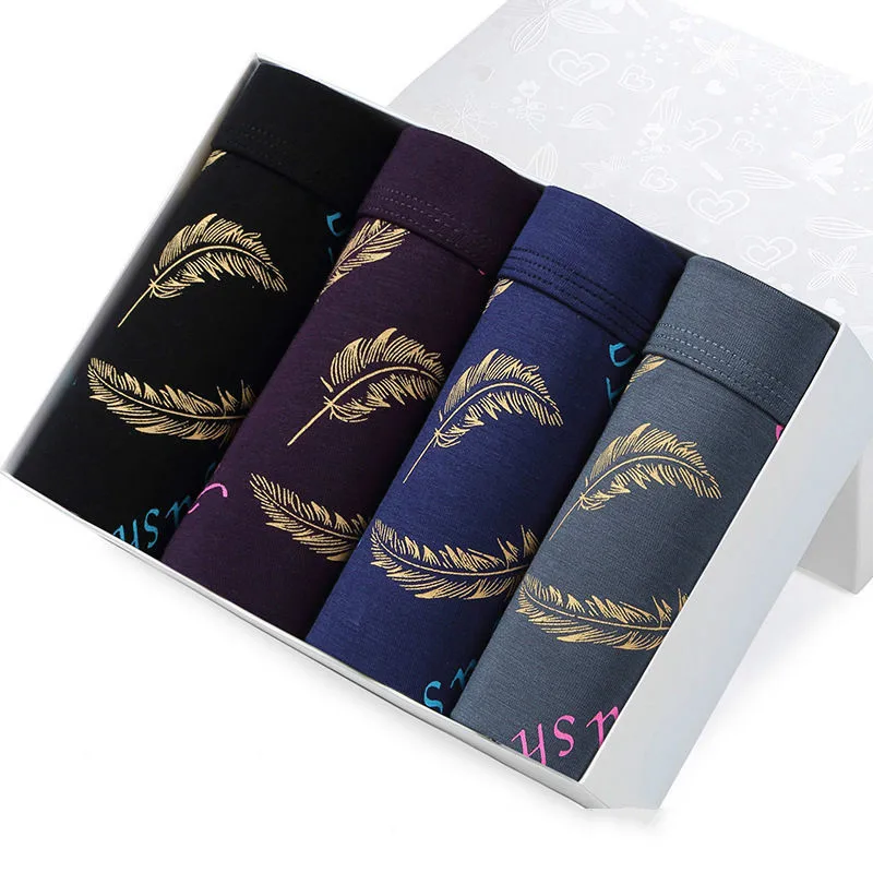 

Mens Underwear Boxers Cotton Printed Boxers Fashion Underpants Male Comfortable Breathable Man Boxers 4pcs/lot