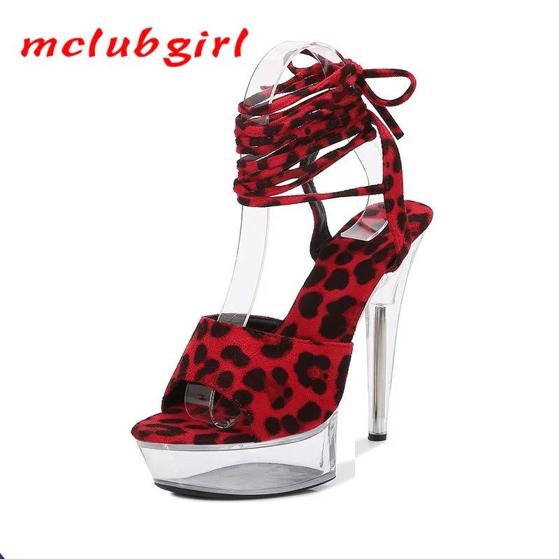 

Mclubgirl 34-43 Леопардовый принт сексуальные 13cm1 5 см очень высокие каблуки шпильки платформа сандалии женская модель LFD