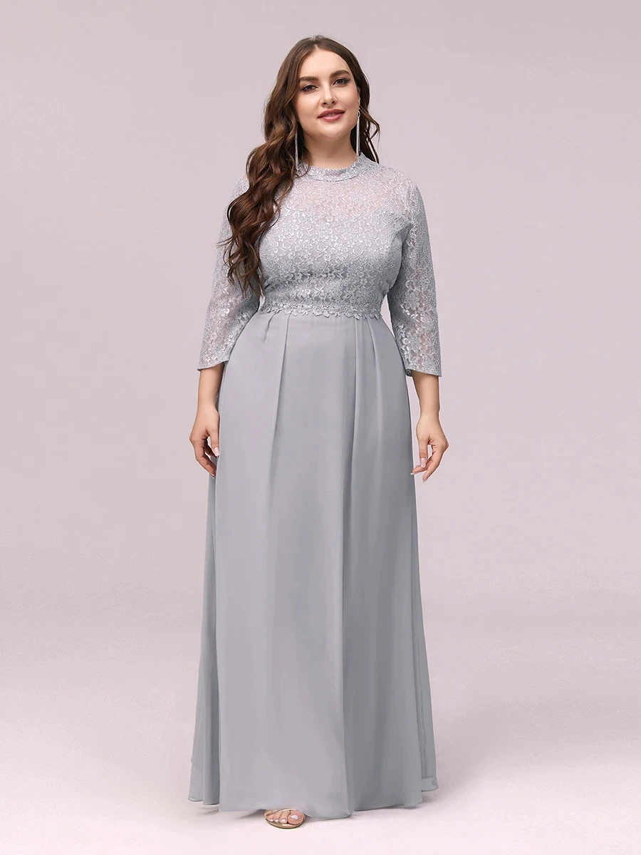 

Stylish Plus Size A-Line Wholesale Chiffon Evening Dress with Lace