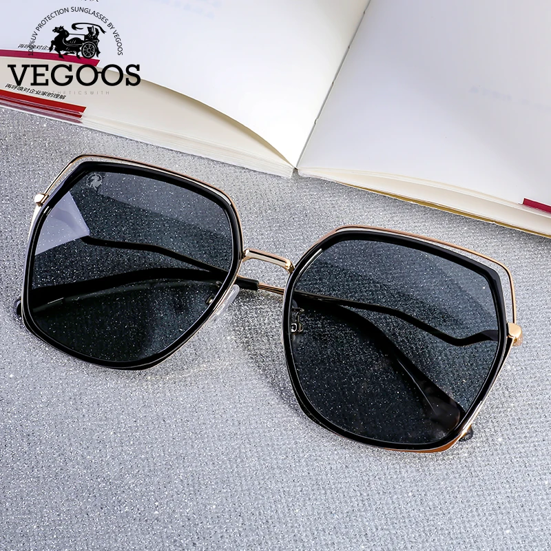 VEGOOS женские солнцезащитные очки модные брендовые дизайнерские металлическая