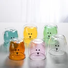 250 мл мультяшная молочная чашка, красочная чашка с медведем из двойного стекла, домашняя чашка для кофе и сока, чашка для пары, кружка, креативный подарок