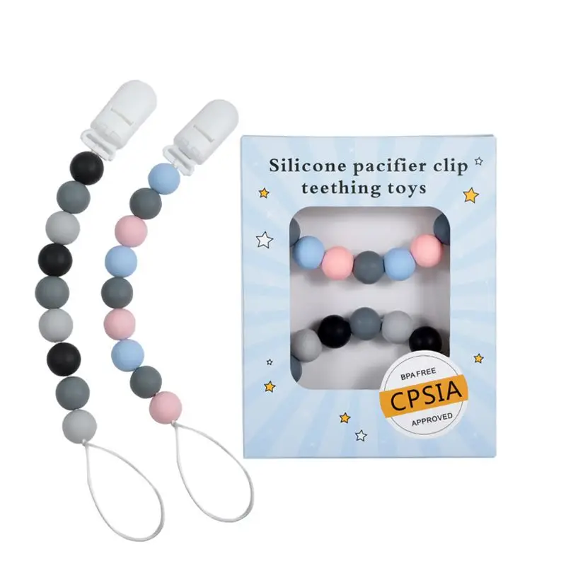 

2 Packs Baby Dummy Clips BPA Free Baby Teether Soother Pacifier Chain Holders Baby Dummy Clips for Teething Toys