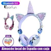 cute unicorn headphones wireless girls kids cartoon bluetooth 5 0 earphone built in microphone stereo phone gamer headset gifts