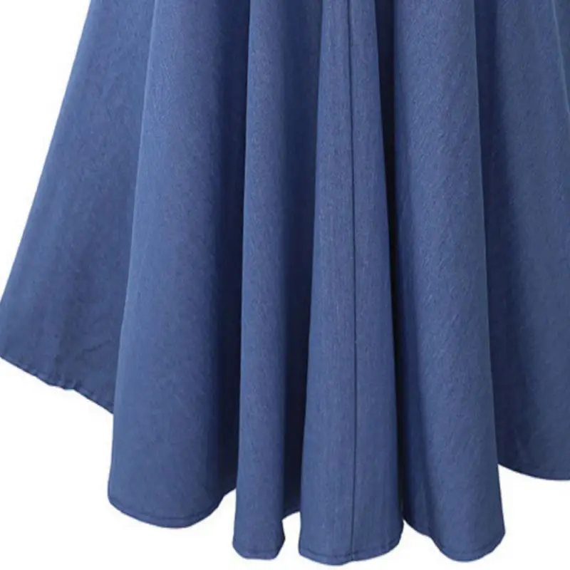 

2019 Summer Autumn Women Denim Jeans Skirts A line jupe femme Casual High Elastic Waist Streetwear Midi Pleated Skirt Female