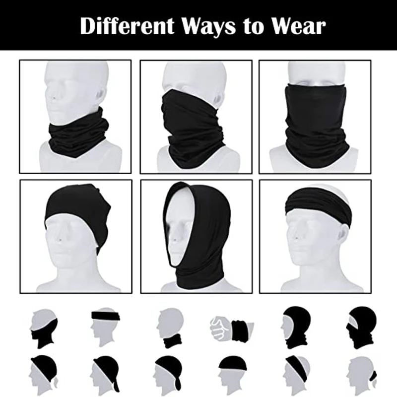 

6pcs/4pcs Unisex Outdoor Solid Scarf Face Mask Multi-Functional Sunshade Dust-proof Wristband Hairband Head Scarf New