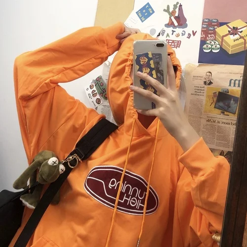 Повседневные свободные модные Универсальные женские толстовки с капюшоном и