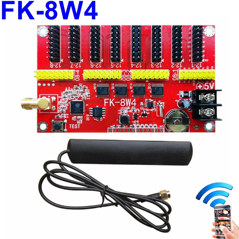 

FK-8W4 Wifi Led Control Card 896*128 Pixel Wireless Wifi/phone APP Support P10,F5.0,F3.75,p4.75 Display Module Controller Board