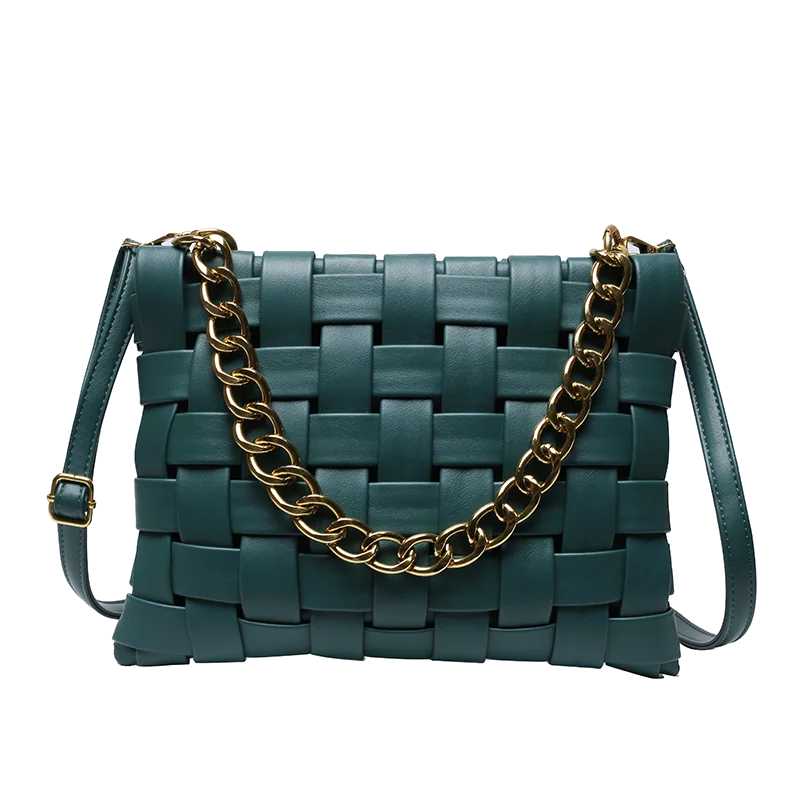 

Weave Small PU Leather Crossbody Bags for Women 2021 Luxury Chain Shoulder Handbags and Purses Classic Branded Cross Body Bag