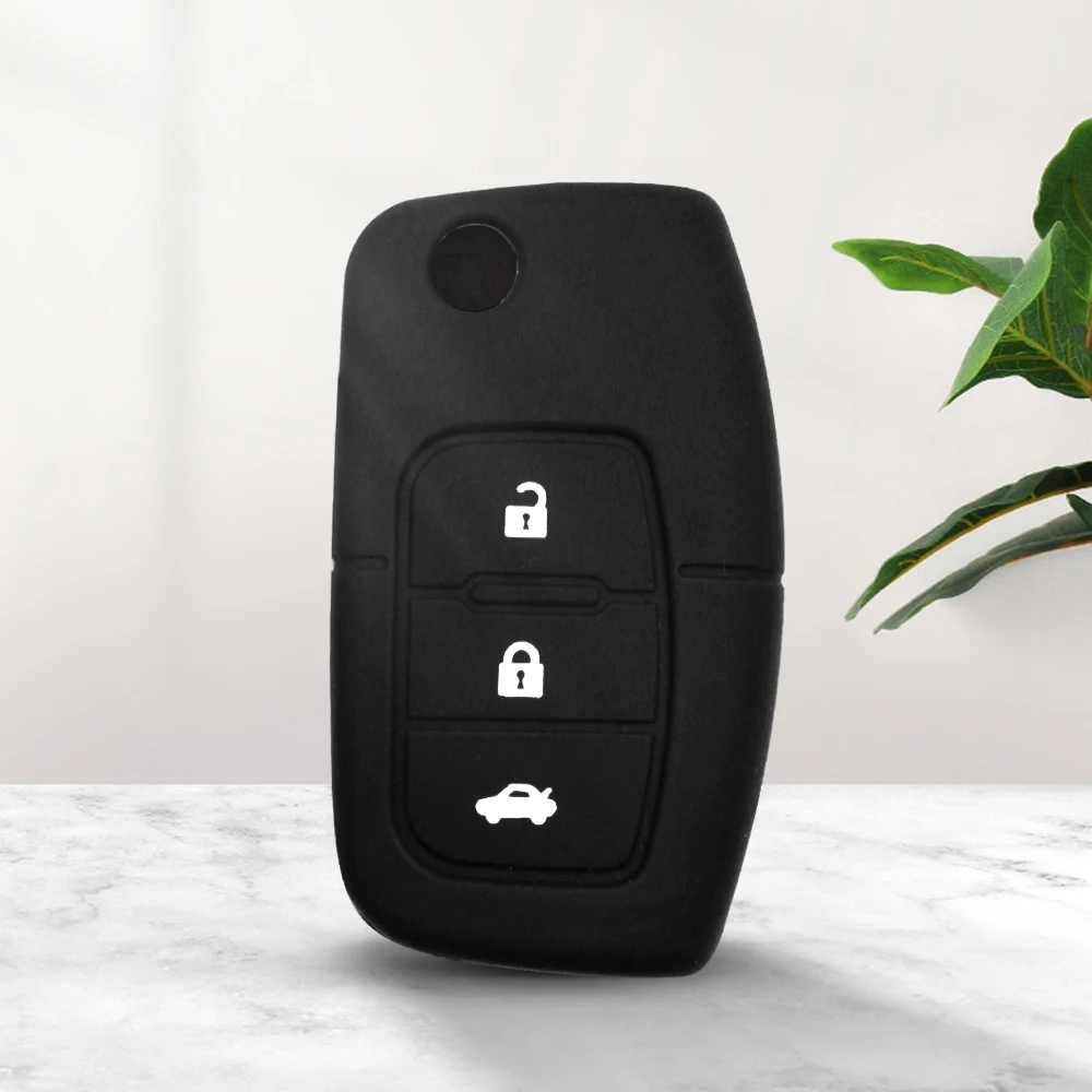 KEYYOU силиконовый Автомобильный откидной чехол для ключей, чехол для пульта дистанционного управления для Ford Fiesta Focus 2 Ecosport Kuga Escape 3 кнопки