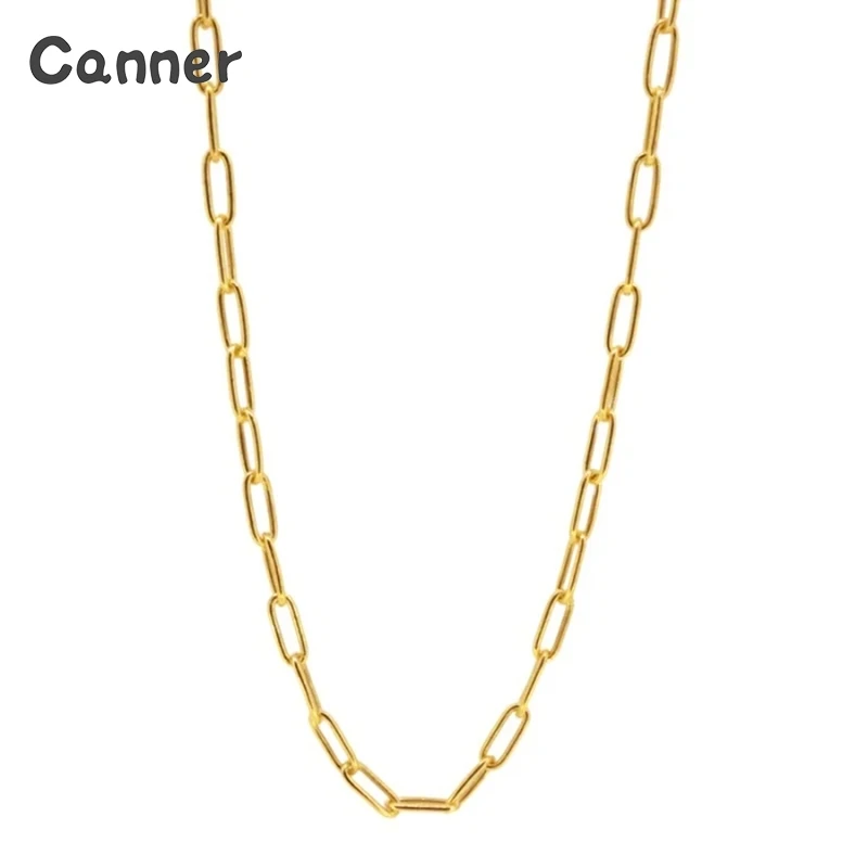 

Canner 925 Sterling Silver Classic Paper Clip Women Chocker Necklace Minimalism Clavicle Necklaces Fine Jewelry Chain Collares