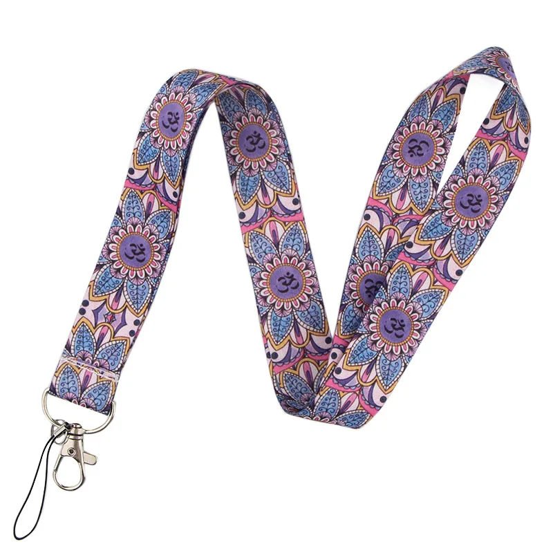 

YL445 Indian Yoga Keychain Lanyards Id Badge Holder ID Card Pass Gym Mobile Phone USB Badge Holder Key Strap