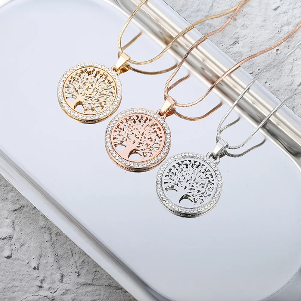 

Hot Tree of Life Crystal Round Small Pendant Necklace Gold Silver Color Bijoux Collier Elegant Women Jewelry Gifts Dropshipping