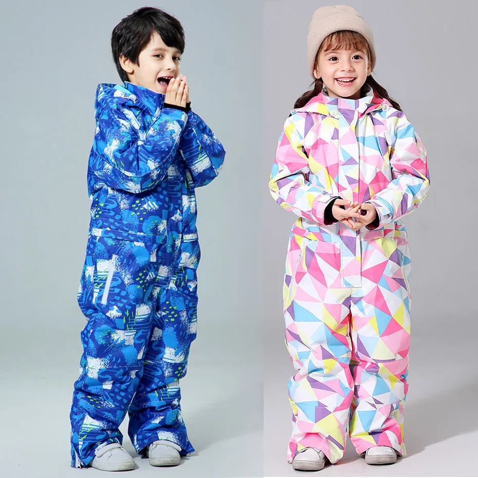 

-30 temperature children's winter outdoor one-piece ski suit Waterproof plus velvet thickening ski suit Girls And Boys 2021