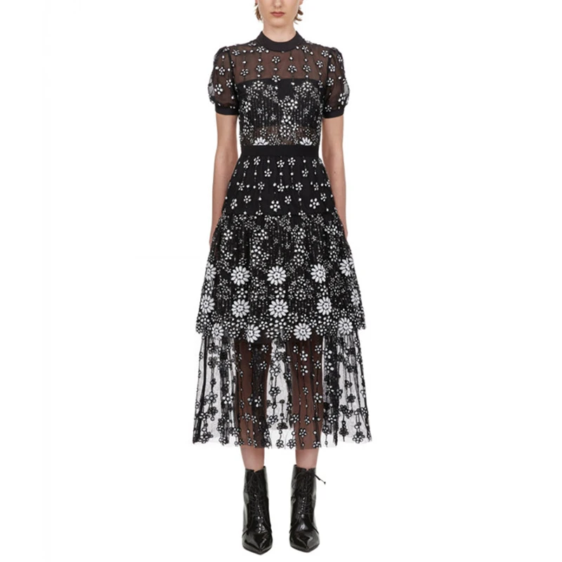 Женская обувь в винтажном стиле Черные туфли высокого качества из сетчатого