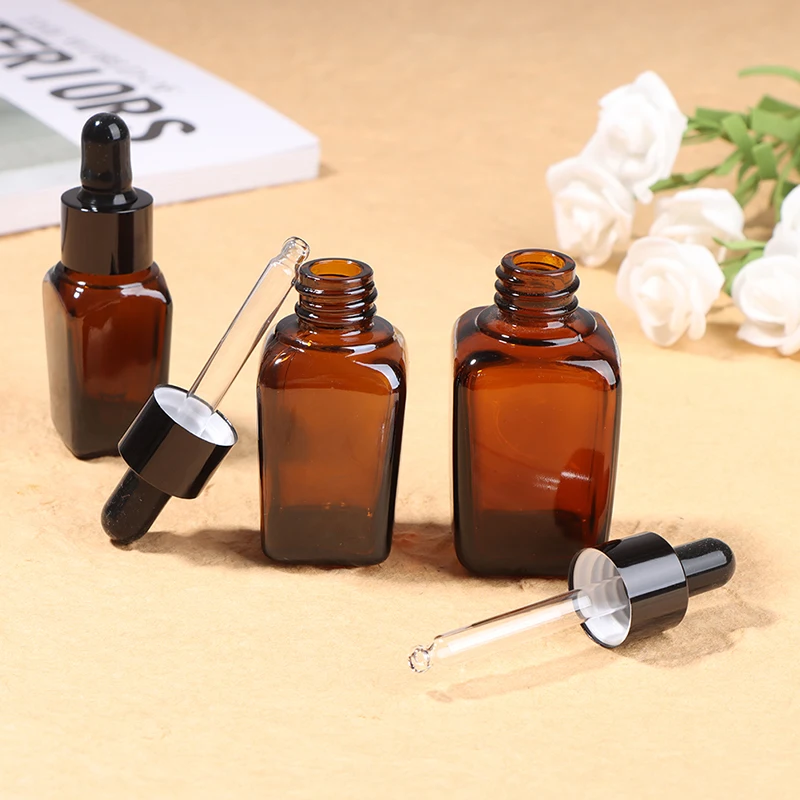 

10-30ml Amber Glass Bottles Trigger Refillable For Essential Oil Dropper