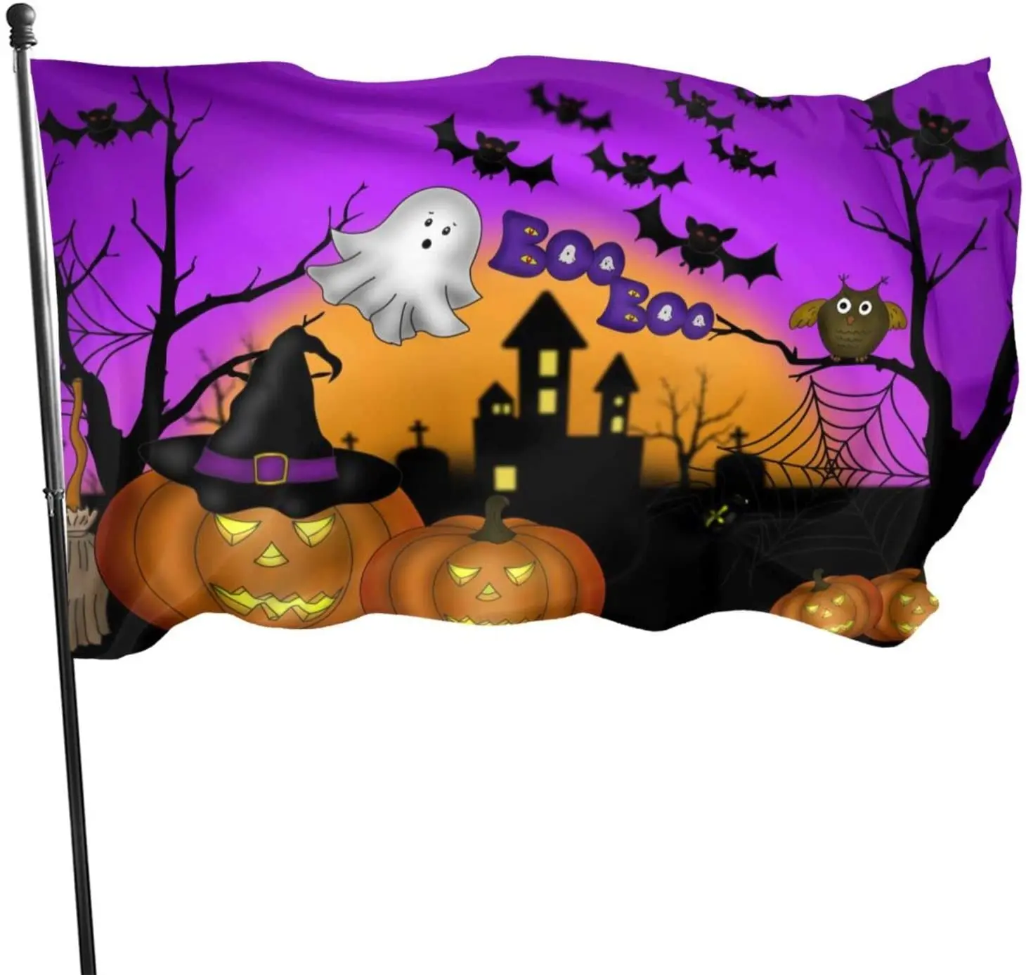 Страшные ночные фонари на Хэллоуин в виде тыквы и призрачная Сова Летучая мышь