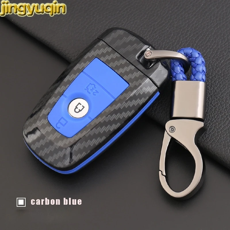 

Jingyuqin 5pcs Remote Car Key Carbon Fiber Cover For Ford Mondeo 2017 3 Button Smart Fob Protection Case