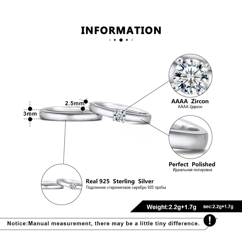 ORSA JEWELS, классические кольца для пар, Настоящее 925 пробы, Серебряный подарок на день Святого Валентина, обручальное кольцо, модные украшения SR196