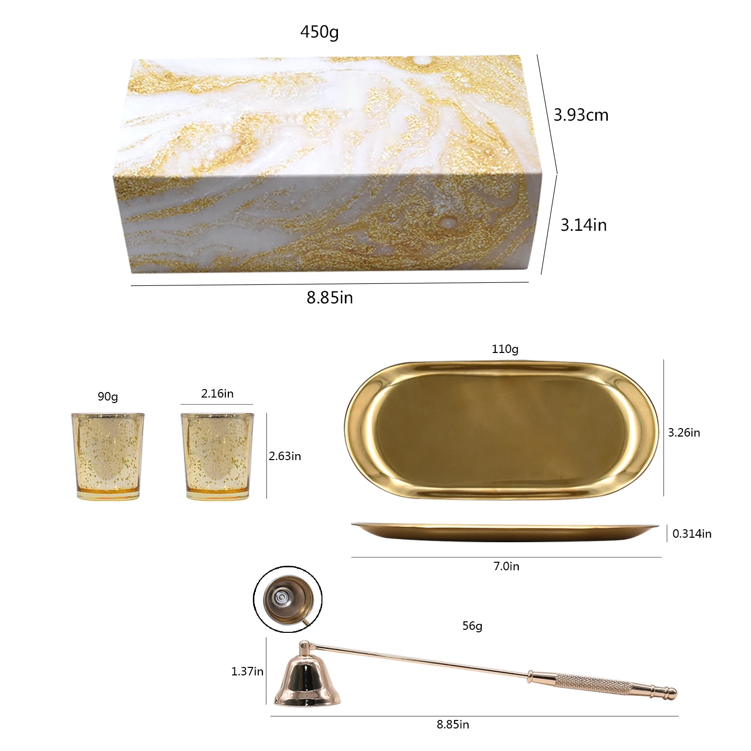 2 шт. Золотой стеклянный чайный светильник подсвечники с подносом объемные