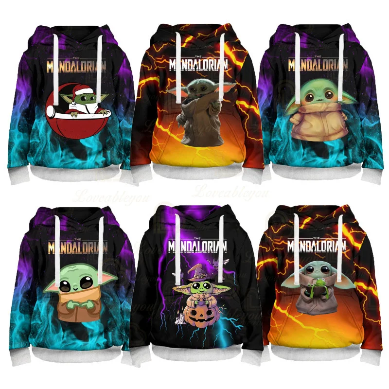 

Hot Disney Movie Baby Yoda Boys Hoodies Sweatshirt for Teen Girl Clothes Sweatshirts Hip Hop Streetwer Kids 100-160 Pullovers