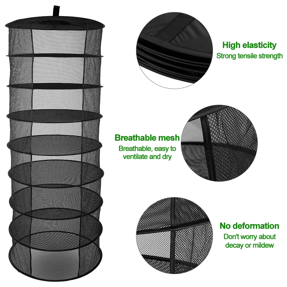 8 слоев висячая корзина с застежкой молнией Складная сухая сушилка для травы
