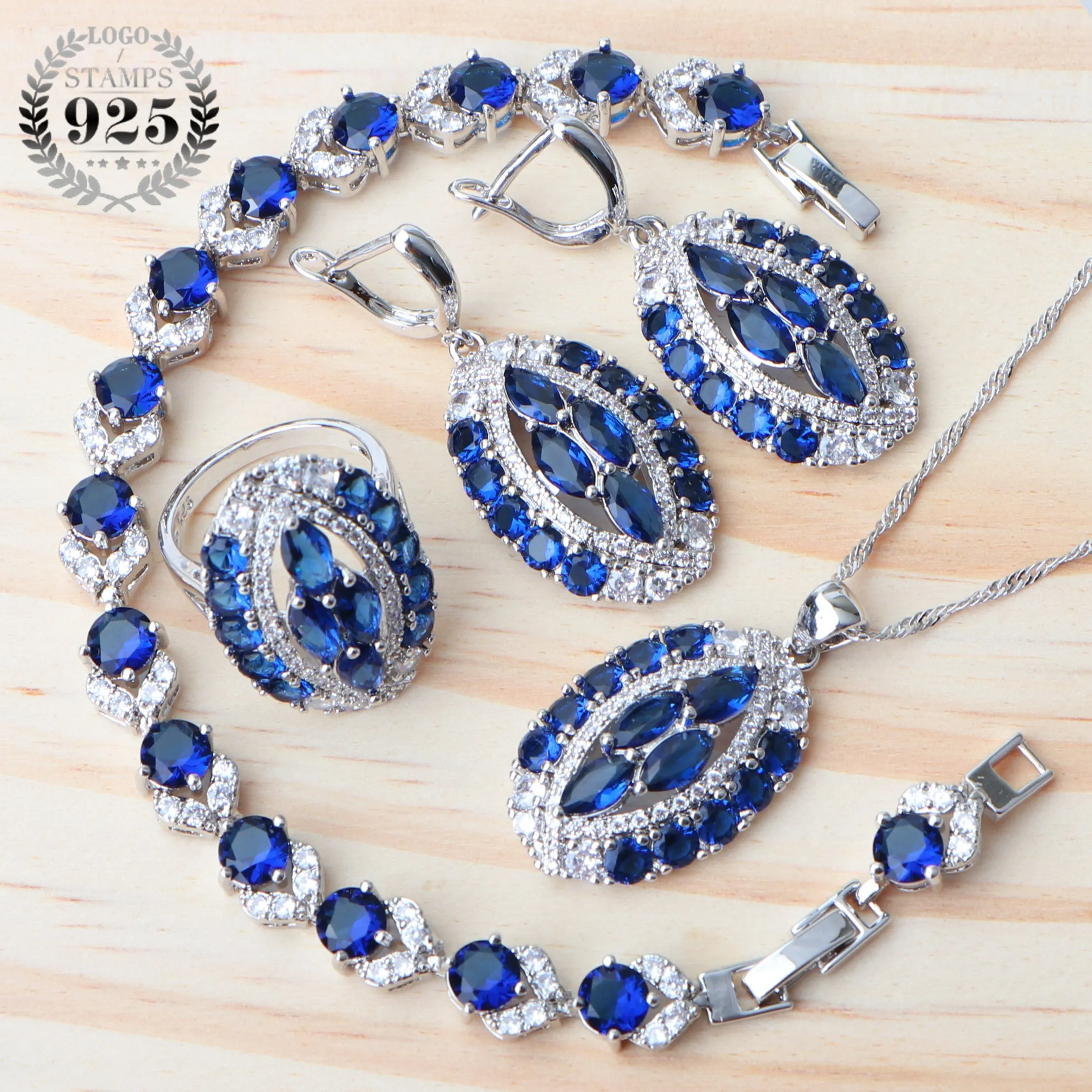 Свадебные циркониевые Ювелирные наборы для женщин серебро 925 свадебные