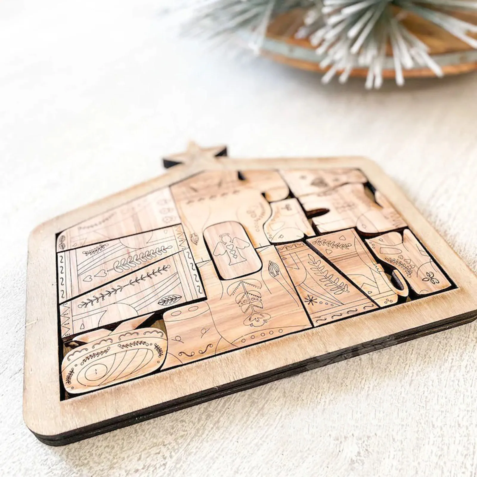 Деревянные головоломки с изображением Иисуса на Рождество Набор пазлов дерева