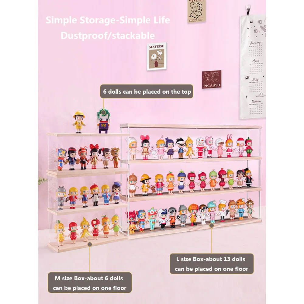 

BrIckLight Blind Box Doll Toy Acrylic Transparent Display Box Multi-layer Dust Cover Storage Display Stand Suitcase Display Case