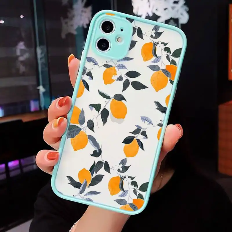 

lemon anime Phone Case matte transparent For blue iPhone 7 8 x xs xr 11 12 pro plus max mini Clear Funda