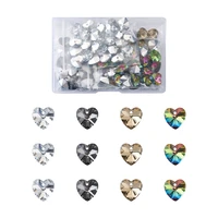 100pcsbox faceted crystal glass heart star butterfly snowflake bead charms finding silver color back for crafts jewelry making