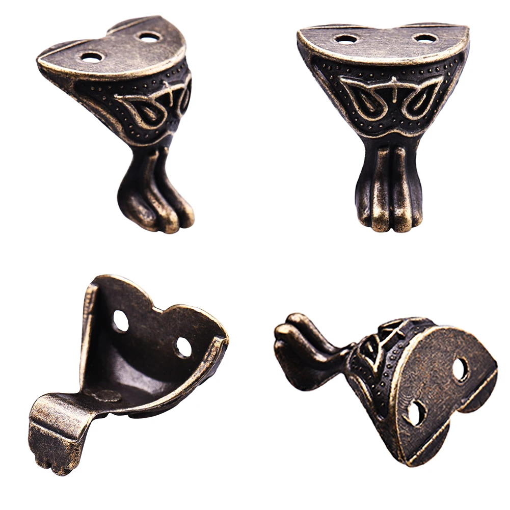 

NEW HOT SALES Antique Alloy Jewelry Gift Box Wood Case Decorative Feet Leg Corner For Furniture