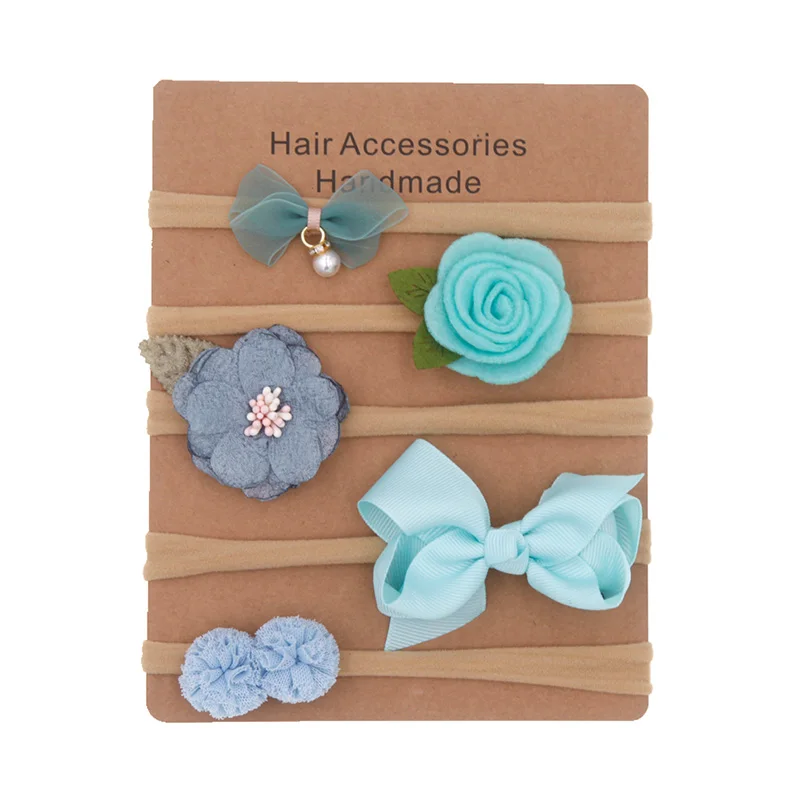 6pcs/set Elastic Flower Headbands for Baby Girls Hair Accessories Bow Nylon Turban Skinny Stretchy Rubber ban | Детская одежда и