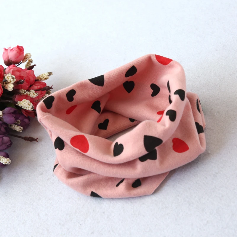 Fashion Cotton Baby Scarf Love Heart Print Kids Bandana Clothes Autumn Winter Children Girls Boys O-ring Neck Collar Scarves | Детская
