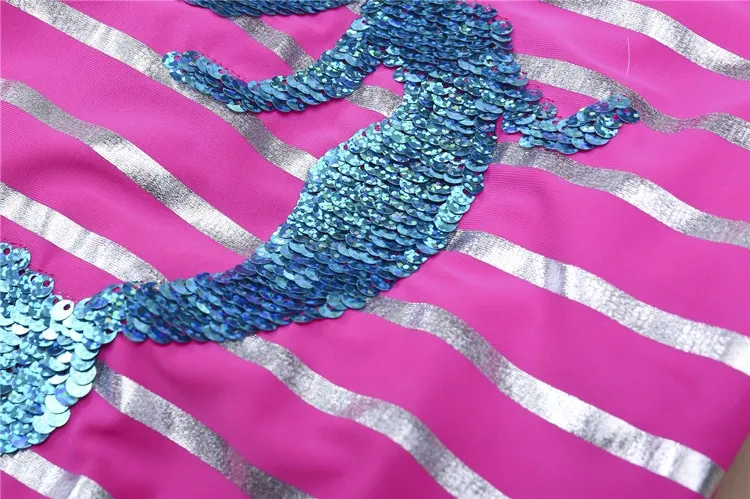 Женский слитный купальник с юбкой-годе полосатый лямкой на шее и блестками 2020 |