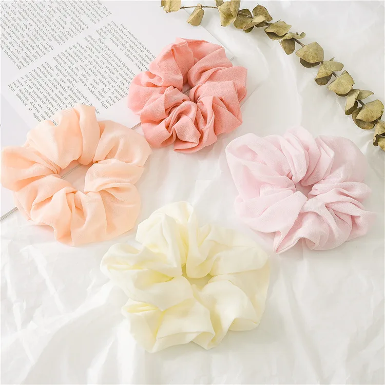 

Fashion Simple Women Chiffon Elastic Hair Band Female Cute Headwear Scrunchies Horsetail Solid Hair Accessories