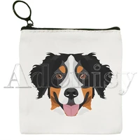 bernese mountain dog hand painted wallet blank canvas pure white cloth bag customized hand painted small coin bag