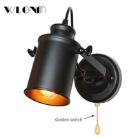 retro vintage wall lamp with zipper switch wall sconce convenient attic american country led wall lamps industrial wall lights