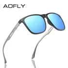 Мужские солнцезащитные очки с поляризацией AOFLY, черные солнцезащитные очки квадратной формы с алюминиево-магниевыми дужками для вождения, для рыбалки