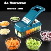 9 blade onion mincer chopper slicer cheese slicer vegetable chopper cutter dicer vegetable slicer with container drain basket