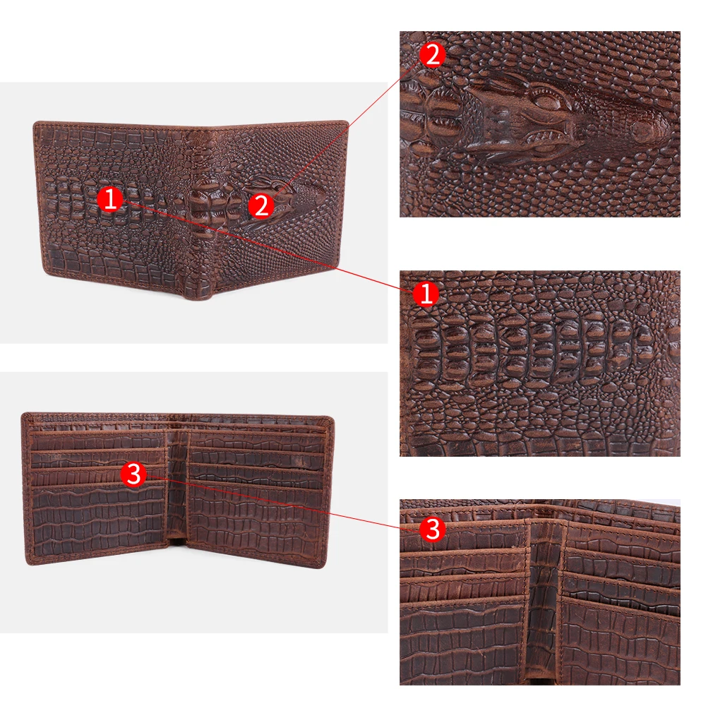 Бумажник JOYIR с головой крокодила винтажный мужской короткий бумажник из